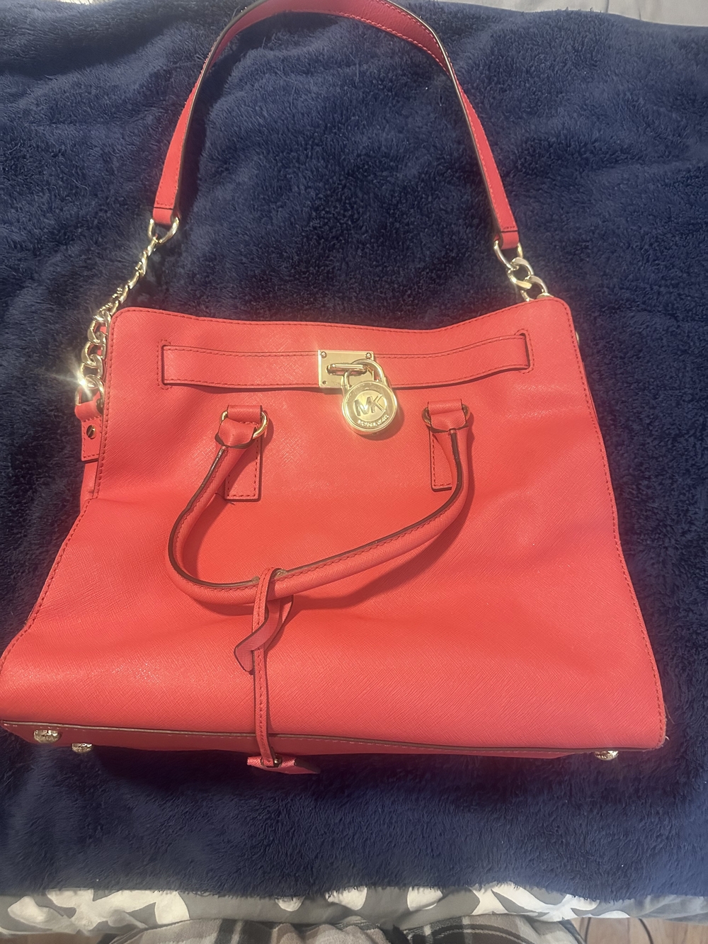 Michael Kors Coral Hamilton Leather Tote Large